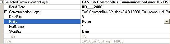 Settings for PC serial COM port