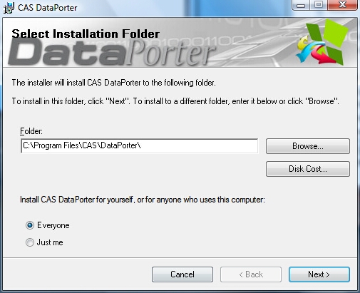 Installation dialog box