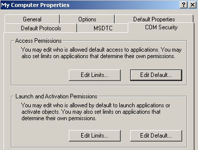 Computer Properties COM Security