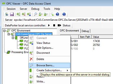 OPCViewer Browse Server Items