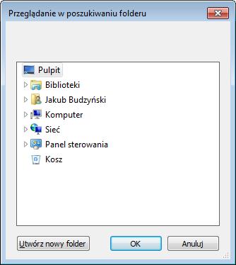 Selection Of The Folder Where The Default Configuration Will Be Located