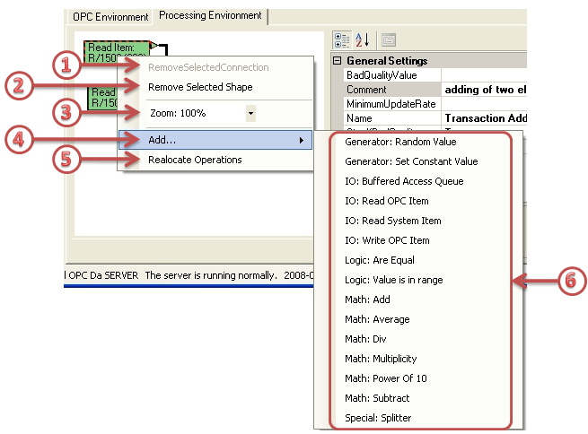 OPC Viewer Transactioneditor Context menu