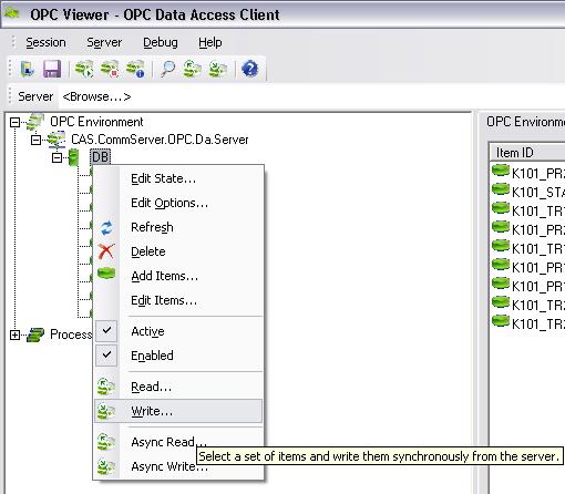 OPC Viewer – write to subscription