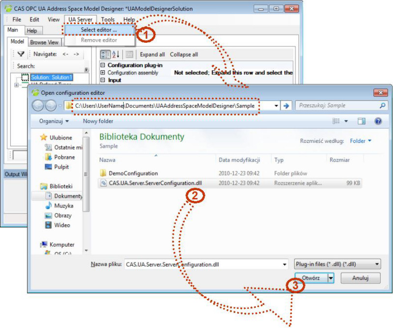 UAAddress Space Model Designer Select Configuration Editor